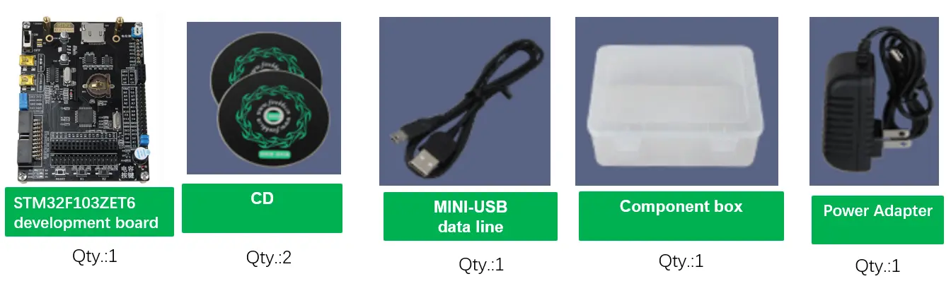 STM32F103 development board (STM32F103ZET6) Shipping Standard Package List